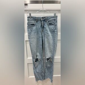 L'AGENCE Light Blue Distressed Boyfriend Jeans